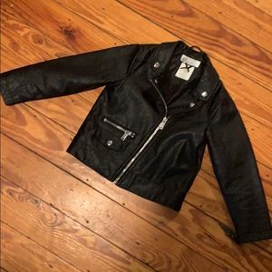 Faux kids leather jacket
